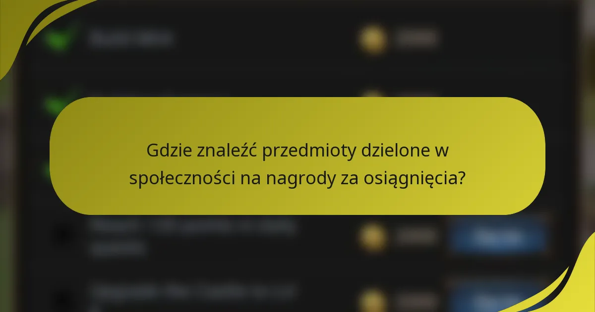 Gdzie znaleźć przedmioty dzielone w społeczności na nagrody za osiągnięcia?