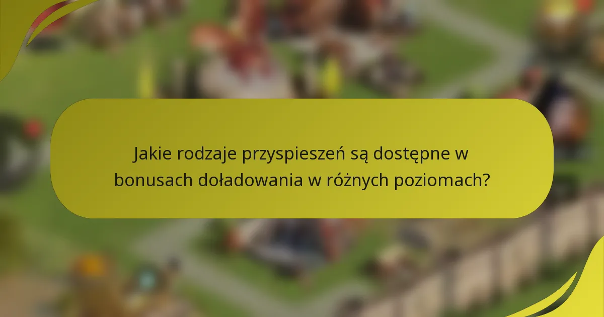 Jakie rodzaje przyspieszeń są dostępne w bonusach doładowania w różnych poziomach?