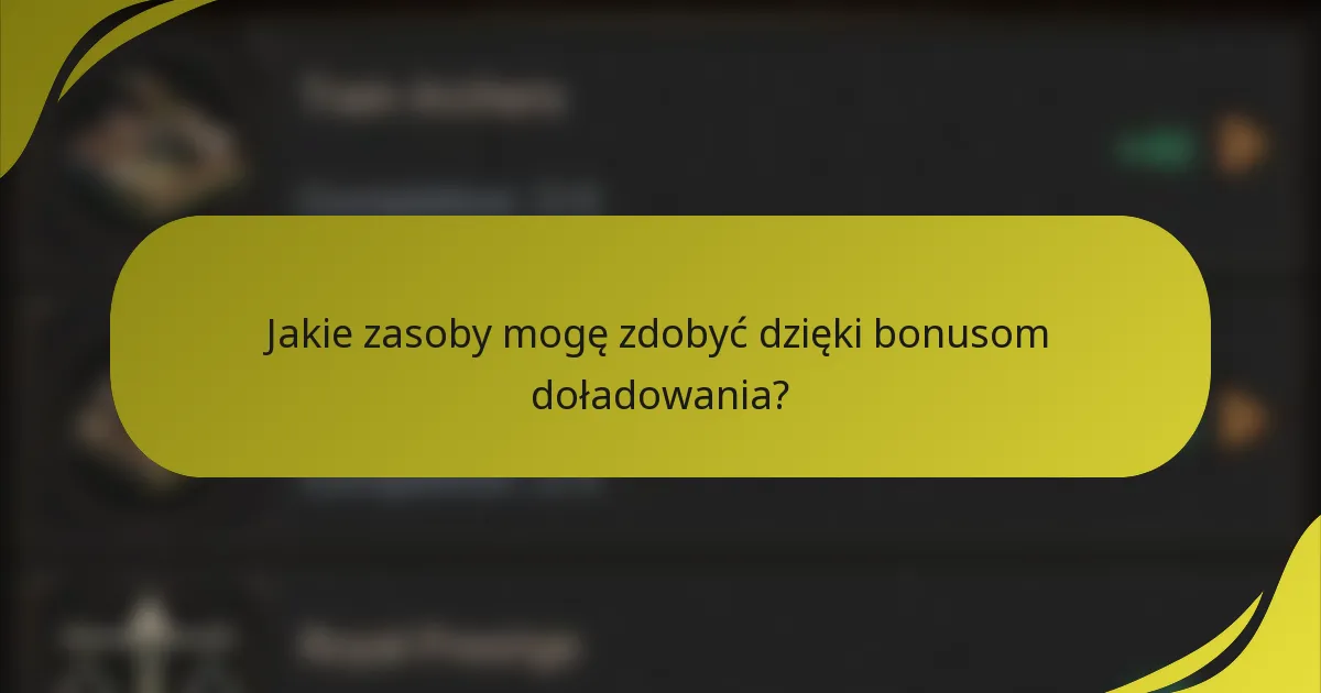Jakie zasoby mogę zdobyć dzięki bonusom doładowania?