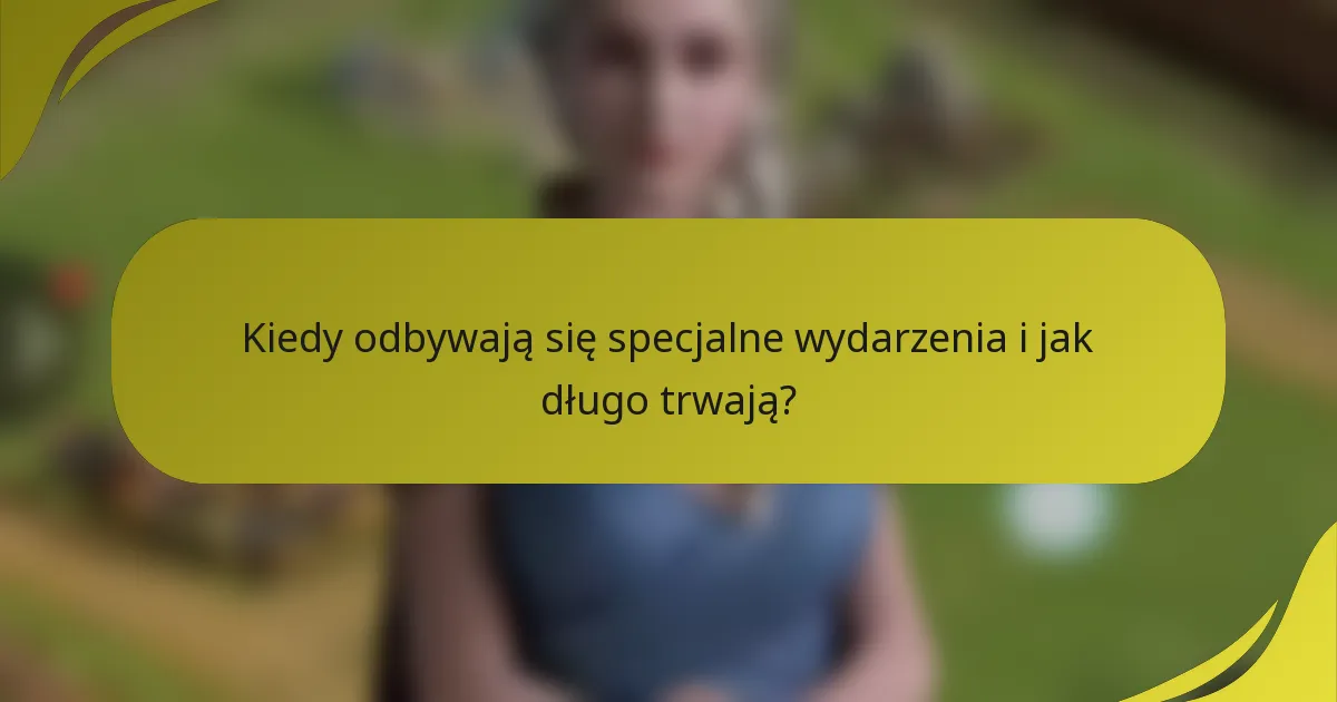 Kiedy odbywają się specjalne wydarzenia i jak długo trwają?