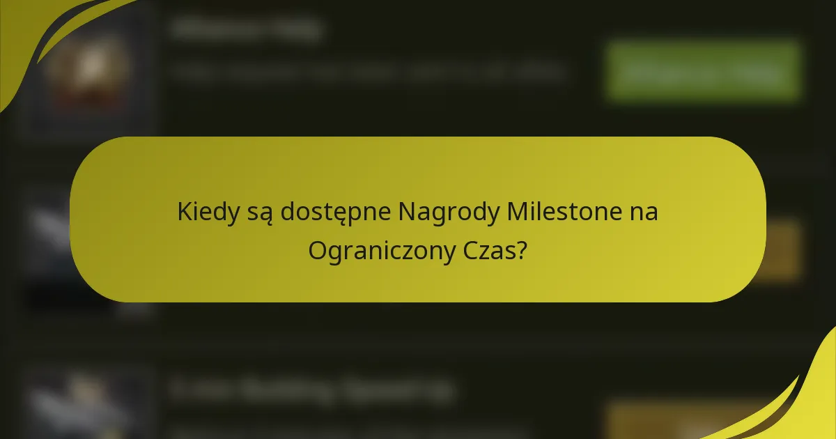 Kiedy są dostępne Nagrody Milestone na Ograniczony Czas?